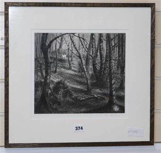 Flora McLachlan, etching, The White Hart, signed, 1/200, 27 x 29cm